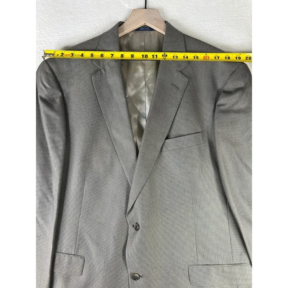 Hart Shaffner Marx Blazer Men's 46L Beige 2 Button Suit‎ Jacket Wool
